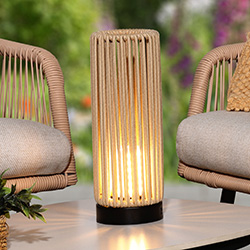 Small Image of Lume Tubetto Latte Rope 34cm Table Lamp