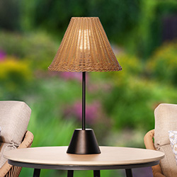 Small Image of Lume Elba Sesame Rattan 50cm Table Lamp