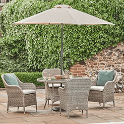 Image of LG Monte Carlo Sand 4 Seat Dining Set with 2.5m Parasol