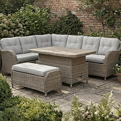 Image of LG St Tropez Sand Rectangular Corner Sofa Set with Adjustable Table