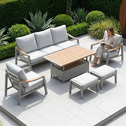 Small Image of LG Lisbon 3 Seat Sofa Lounge Dining Set with Adjustable Table