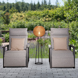 Small Image of Lume Orta Sesame Rattan 120cm Floor Lamp