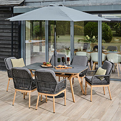 Small Image of LG Peru 6 Seat Rectangular Dining Set with 3m Parasol