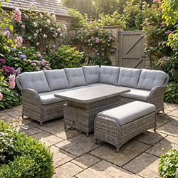 Small Image of LG St Tropez Stone Rectangular Corner Sofa Set with Adjustable Table