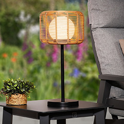 Small Image of Lume Toscana Sesame Rattan 56cm Table Lamp