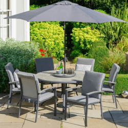 Image of LG Turin 6 Seat Round Dining Set with Lazy Susan in Graphite / Mixed Grey