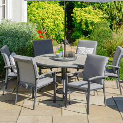 Image of LG Turin 6 Seater Dining Set in Graphite / Mixed Grey - No Parasol