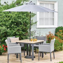 Image of LG Venice 4 Seat Dining Set with 2.5m Parasol