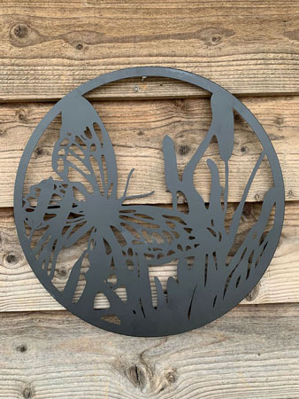 Image of Black Butterfly Steel Garden Screen - 45 cm dia.