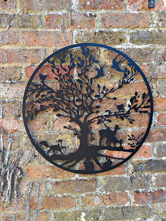 Image of Wildlife Garden Screen Featuring Deer, Birds, Rabbits And A Fox - 70cm dia.