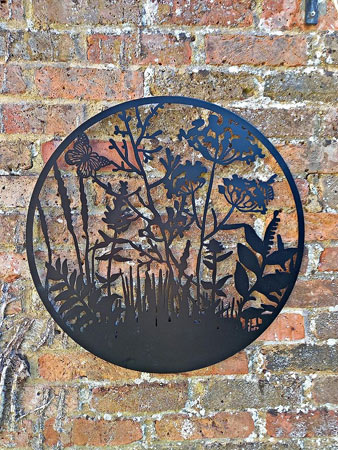 Image of Wild Flowers With A Bee And Butterfly Garden Screen - 60cm dia.