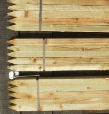 Image of 10 x 1.8m (6ft) Square & Pointed Wooden Pressure Treated Tree Stakes posts wood