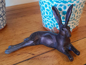 Image of Miniature Laying Hare Garden Sculpture