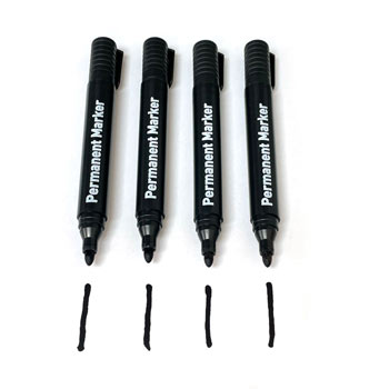 Image of 4 Black Permanent Marker Pens