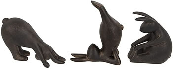 Image of Set of Three Yoga Bunnies in Bronze Effect Finish
