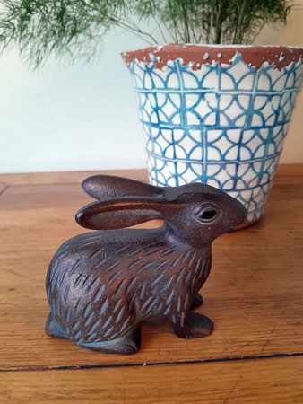 Image of Baby Rabbit Sculpture in Bronze effect Aluminium