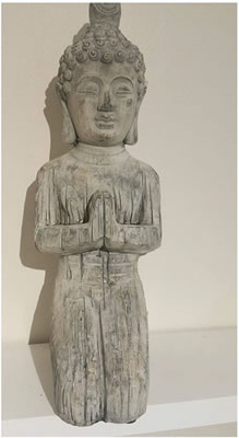 Image of Kneeling Buddha - Stone Effect Finish