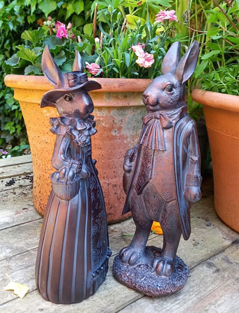 Image of Mr and Mrs Rabbit Garden Ornament