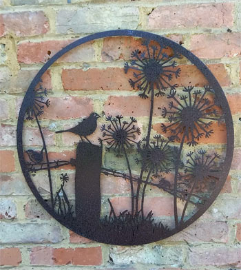 Image of Songbird Perching On A Post Wall Plaque