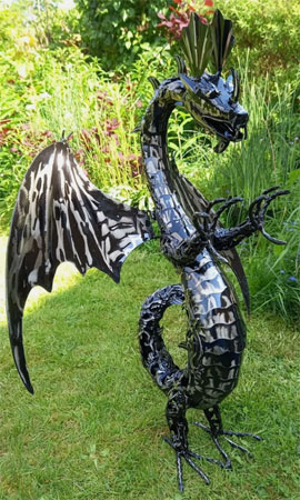 Image of Eastern Dragon Garden Ornament Sculpture - Large - Metal Platework