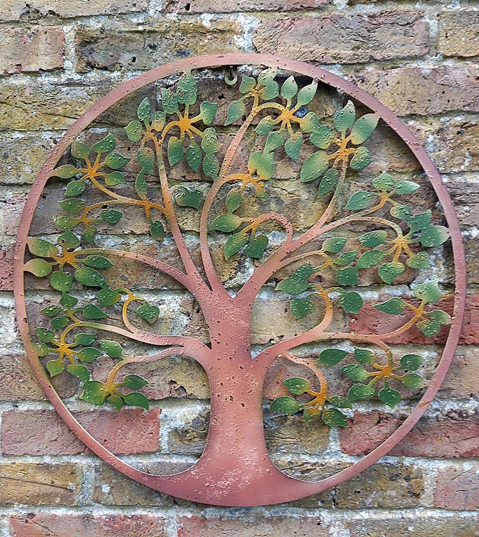 Image of Green Leaf Tree of Life Wall Art Plaque - 80cm Diameter