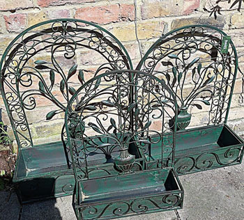 Image of Set of 3 Metal Wall Planters, up to 68cm tall