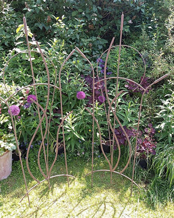 Image of Pair of Metal Ornate Bullrush Trellis Panels, 150cm tall