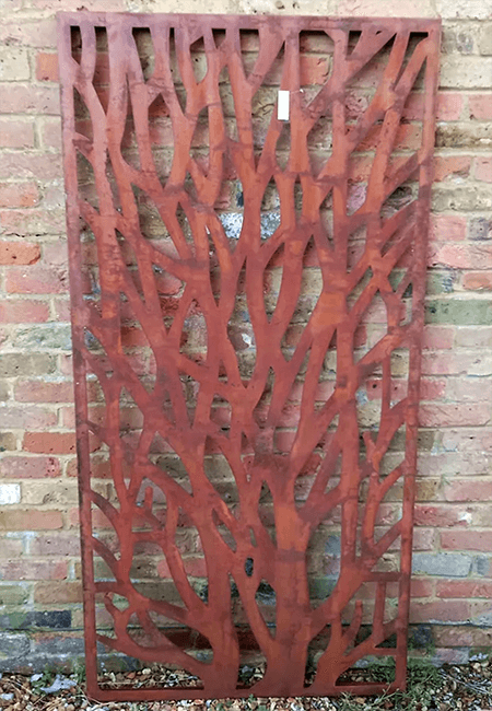 Image of Tree Design Steel Rustic Metal Screen, 1.8m tall