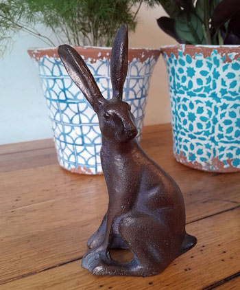 Image of Miniature Sitting Hare Garden Sculpture in Cast Aluminium