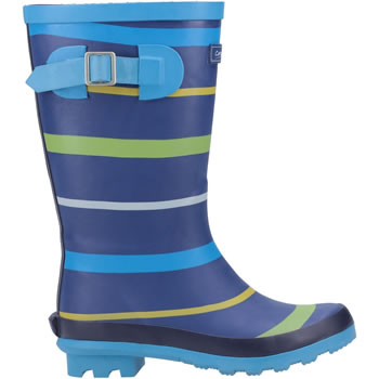 Image of Cotswold Blue/Green/Yellow Stripe Wellington - UK Size 12