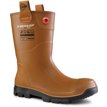 Image of Dunlop Brown/Black Purofort RigPRO Wellingtons