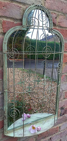 Image of Curtis Caged Mirror Wall Art Plaque For Garden Indoors Or Outdoors - 71cm Tall