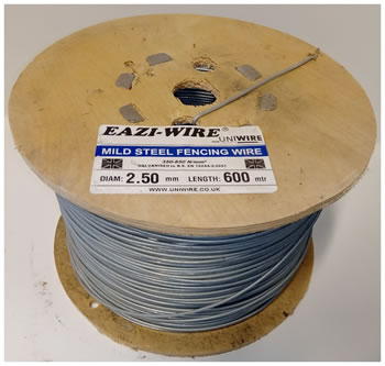 Image of 600m roll of 2.5mm Diameter Galvanised Mild Steel Line or Straining Wire