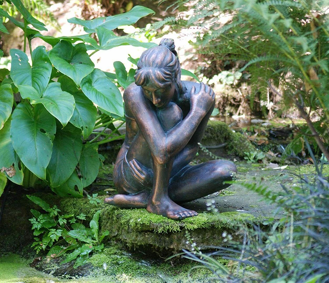 Image of Large Ornament Delightful Girl Sitting Decoration Sculpture - 58cm tall