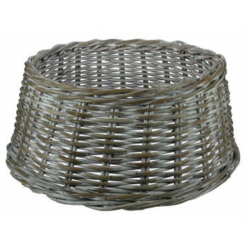 Image of Longacres Woven Wicker Round Christmas Tree Skirt - White Wash