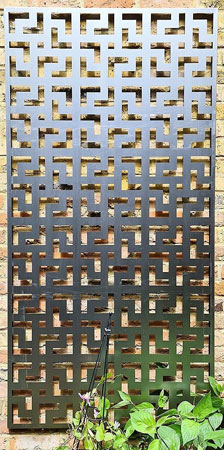 Image of Geometric Design 2mm Steel Rustic Metal Screen, 1.8m tall