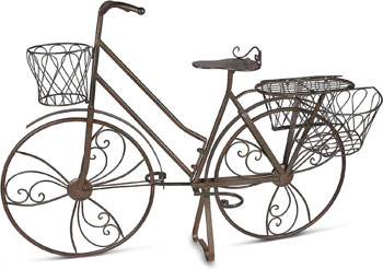 Image of Bicycle Flower Planter Pot Holder in Black metal - 112cm
