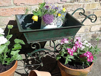 Image of Metal Flower Cart Planter - 55cm long