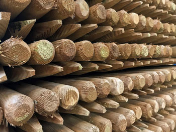 Image of Round Wooden Fence Posts HC4 Pressure treated