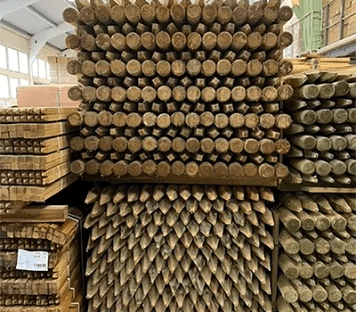 Image of 10 x 1.65m (5.5ft) pressure treated machine round posts - 75mm Diameter