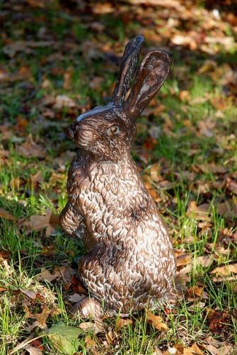 Image of Cast Iron Rabbit Sculpture - Antique Bronze Finish