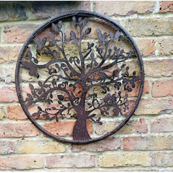Image of Rustic Brown Metal Tree Of Life Wall Art & Corded Frame - 51cm Diameter