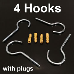 Image of 4x 10cm Large Heavy Duty Screw Hooks with Wall Plugs