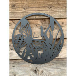 Small Image of Black Butterfly Steel Garden Screen - 45 cm dia.