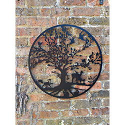 Small Image of Wildlife Garden Screen Featuring Deer, Birds, Rabbits And A Fox - 70cm dia.