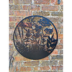 Small Image of Wild Flowers With A Bee And Butterfly Garden Screen - 60cm dia.