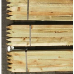 Image of 10 1.2m tall x 32mm pressure treated square wooden garden stakes