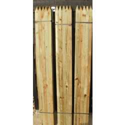 Image of 10 x 1.5m (5ft) 32mm x 32mm square & pointed pressure treated tree stakes