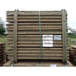 Image of 10 x 1.5m tall x 40mm round wooden treated pointed fence fencing posts stakes