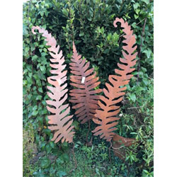 Image of Set Of 3 Rustic Giant Fern Wall Art Sculptures